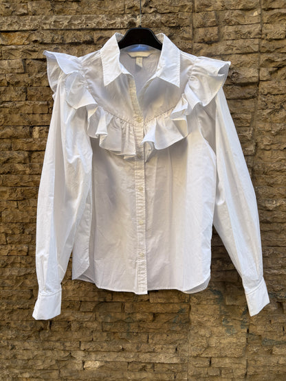 H&M. Camisa blanca volante. T S