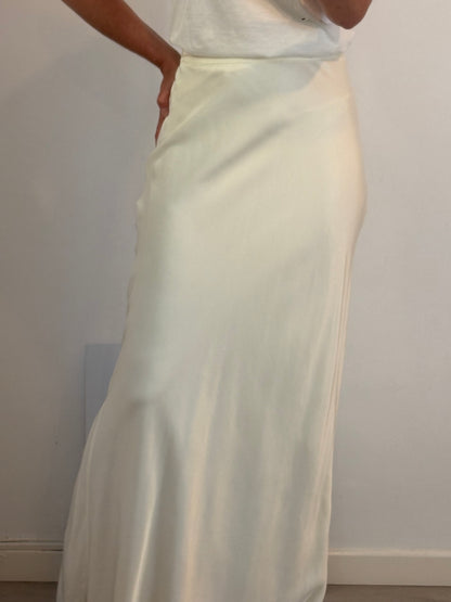 SEZANE (EDITIONS). Falda beige crudo satinada T.36