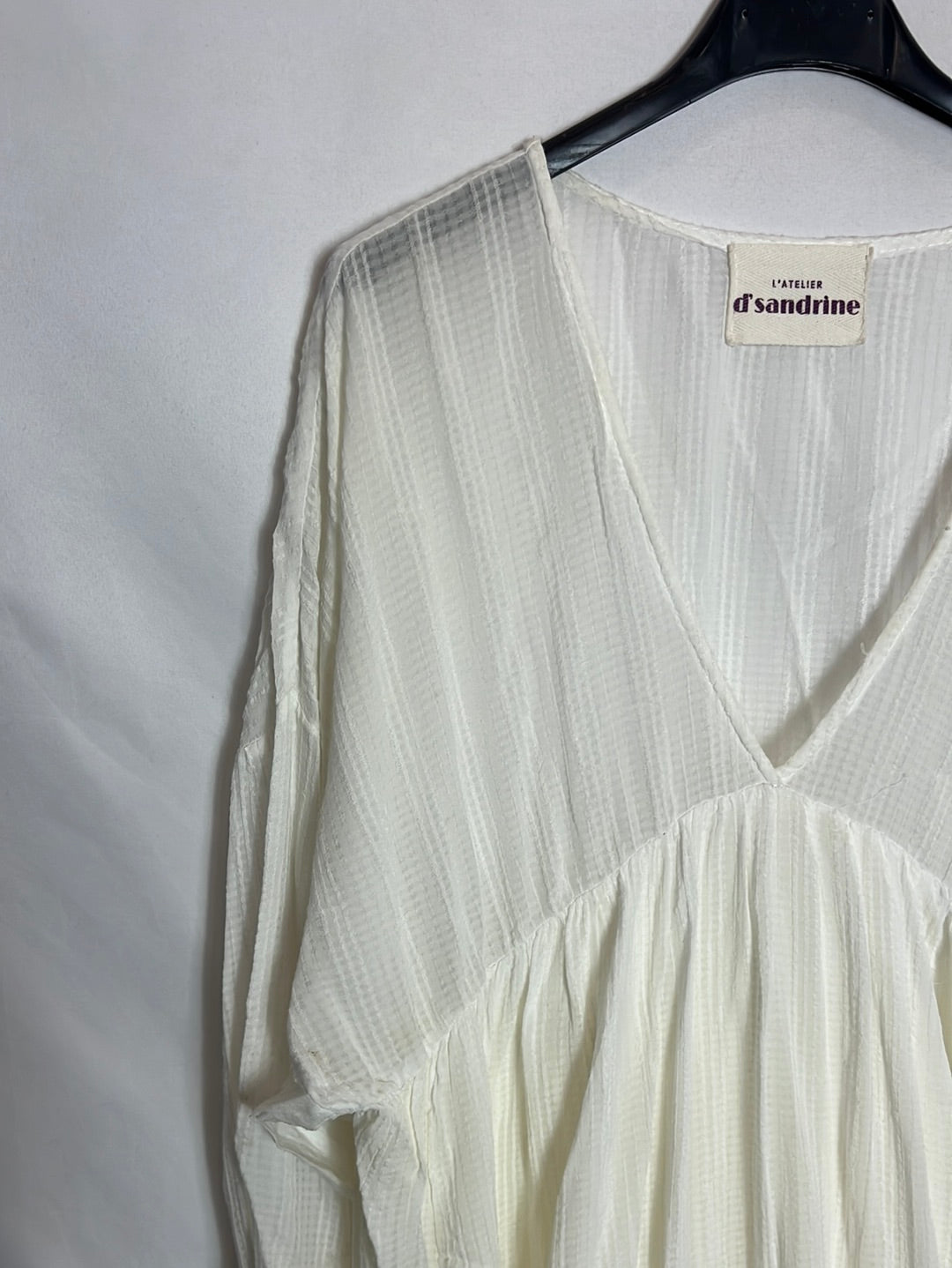 D'SANDRINE. Off-white textured midi dress. TS/M