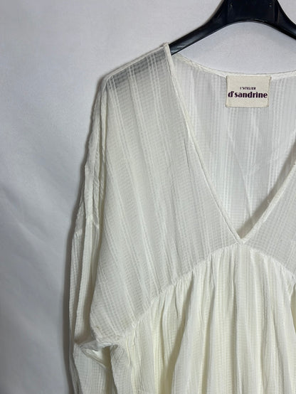 D'SANDRINE. Off-white textured midi dress. TS/M