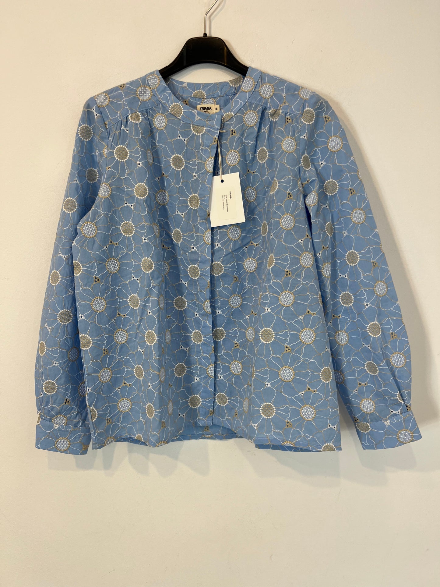 TRIANA BY C. Blusa azul bordada flores T.m