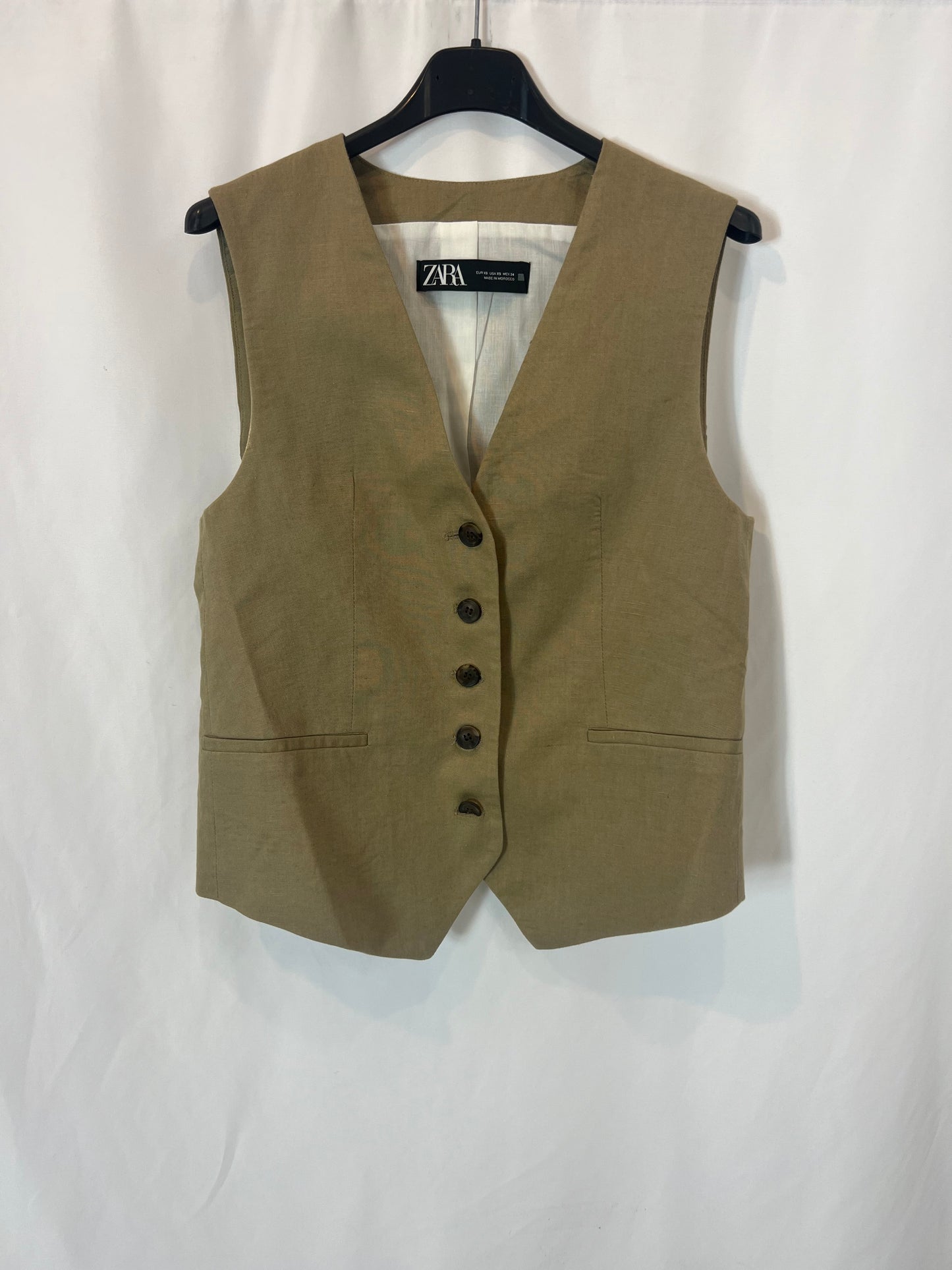 ZARA. Chaleco sastre con lino. T XS