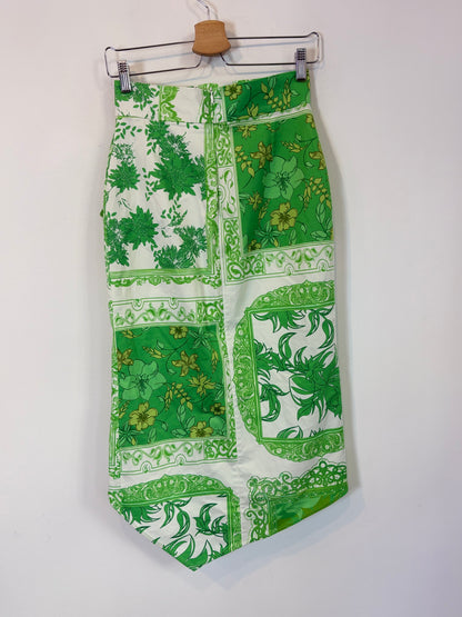SILVIA TCHERASSI. Falda midi estampado verde.asimétrica. T S