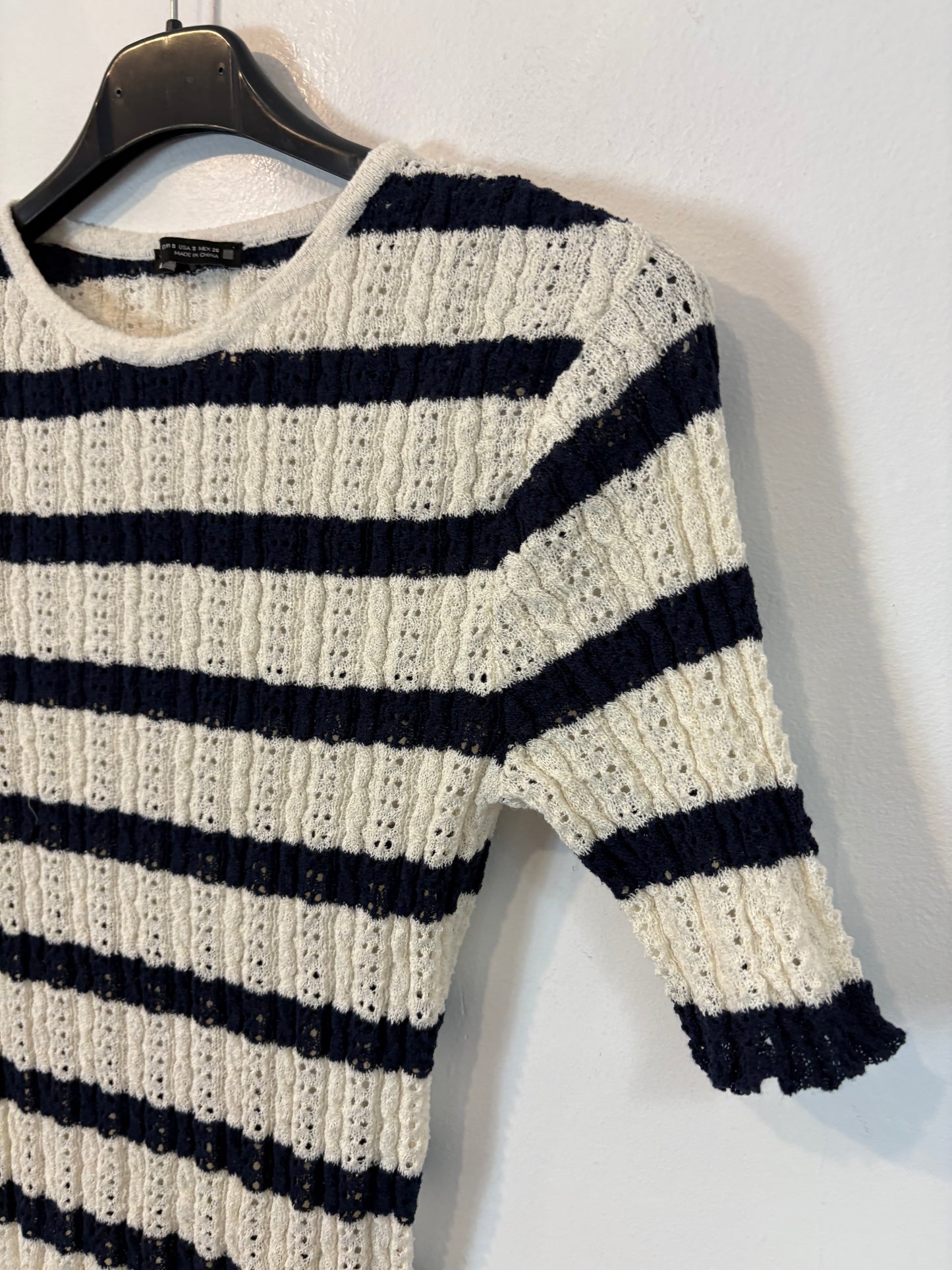 ZARA. Top punto rayas calado. T S