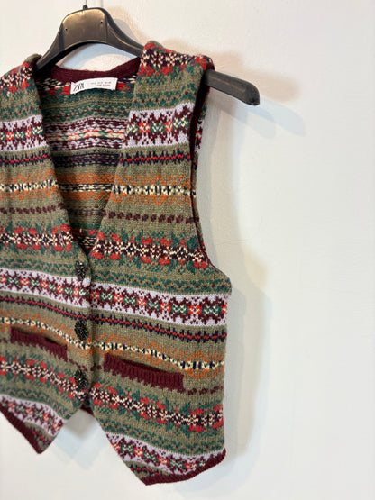 ZARA. Chaleco estampado con lana. T S