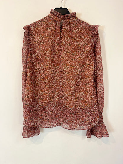 PEDRO DEL HIERRO. Blusa fluida flores burdeos T.s