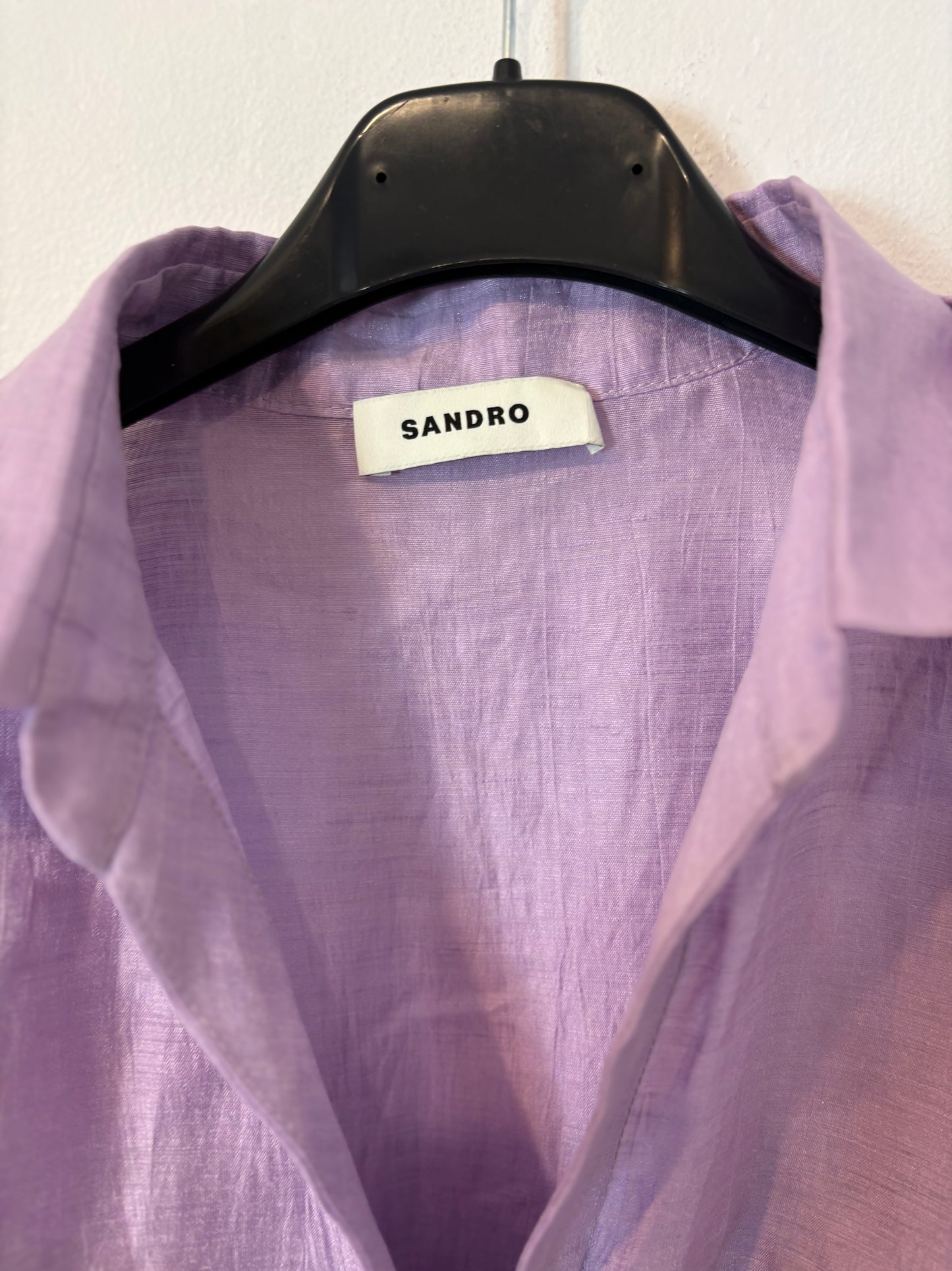 Vestido corto lino malva abertura