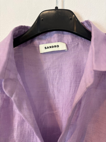 Vestido corto lino malva abertura