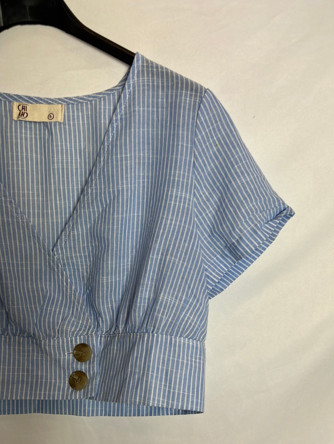 CHI-CHA. Blusa corta rayas efecto lino. T S