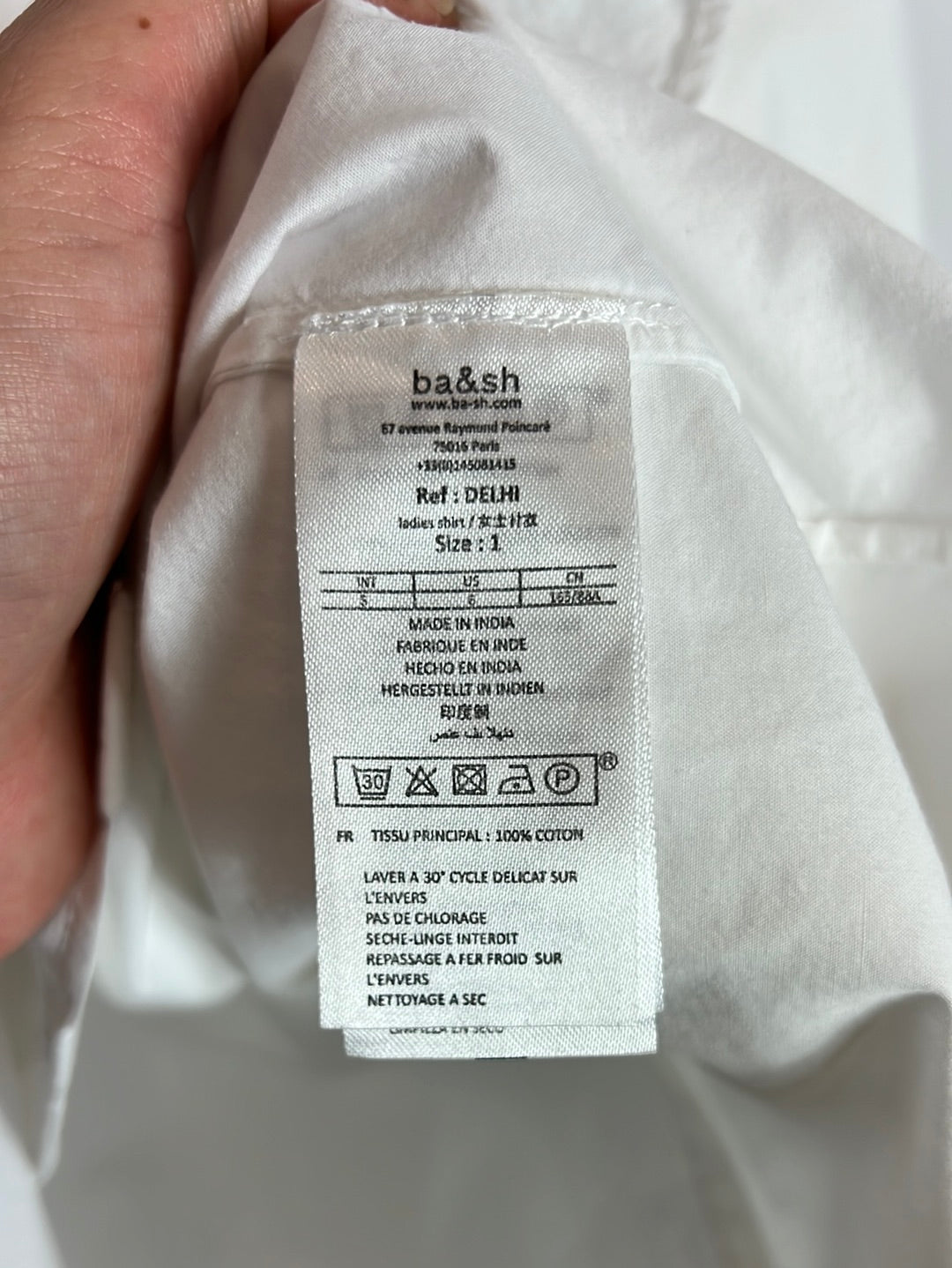 BA&amp;SH. White flounced shirt. Size 1(S)