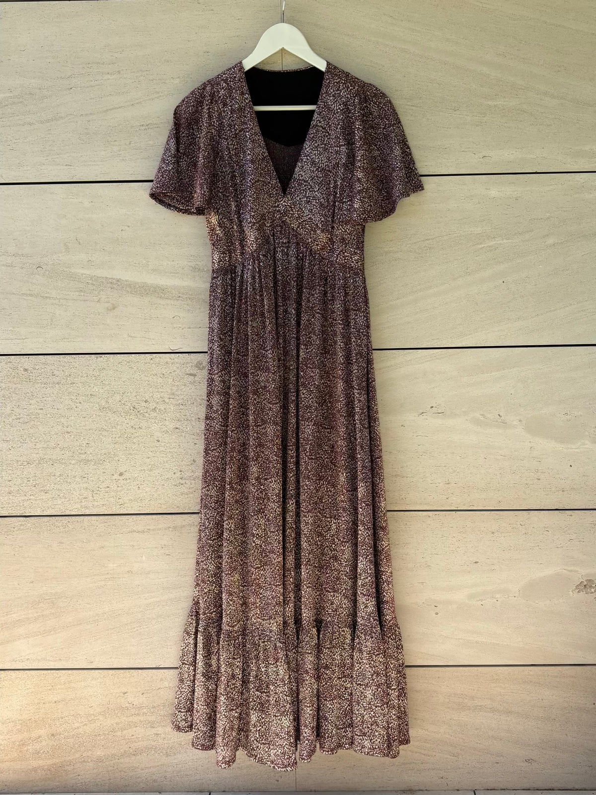 OPULLENCE PARIS. Vestido largo estampado brillo
