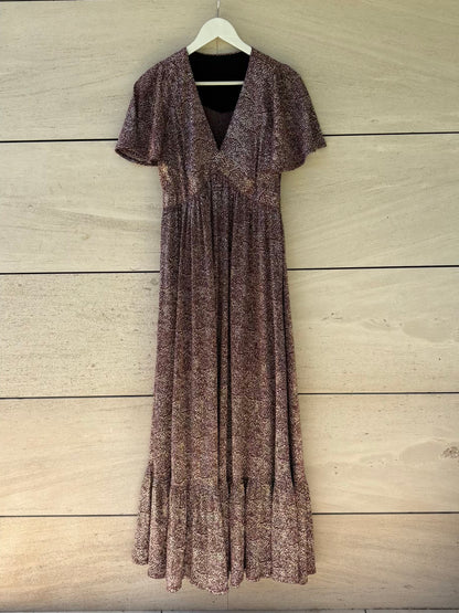 OPULLENCE PARIS. Vestido largo estampado brillo