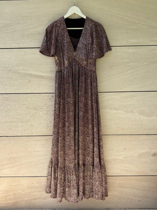 OPULLENCE PARIS. Vestido largo estampado brillo