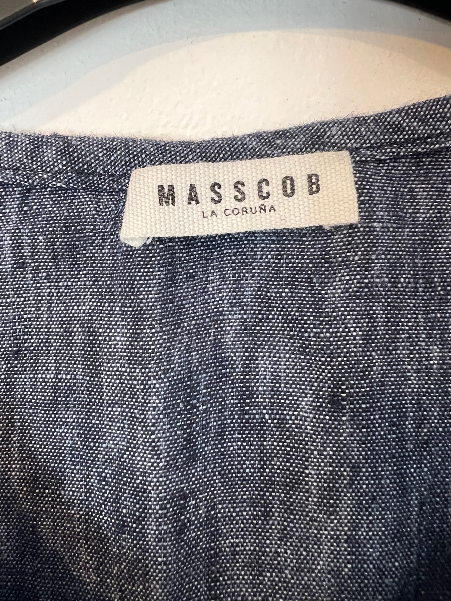 MASSCOB. Blusa azul lino T.s
