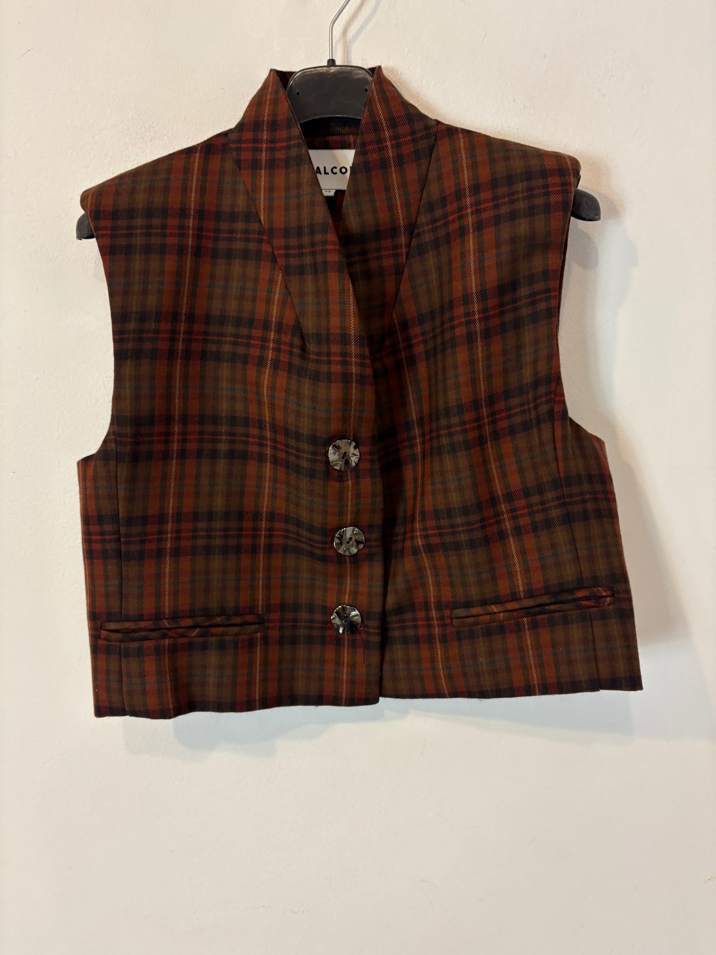 GALCON. Chaleco cuadros abotonado