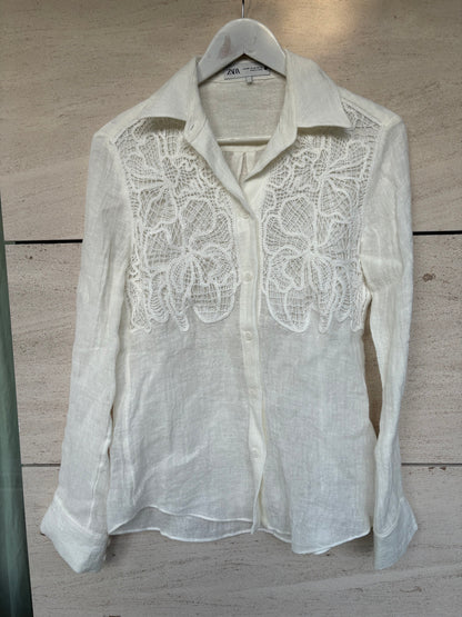 ZARA. Crochet cotton blouse. Size XS