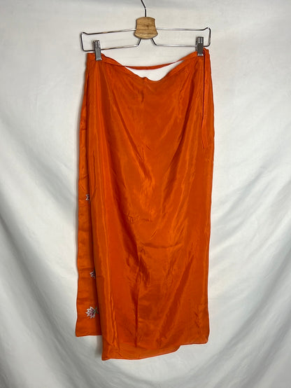 SILK COCOOM. Falda/pareo seda bordados. T 10 (M)