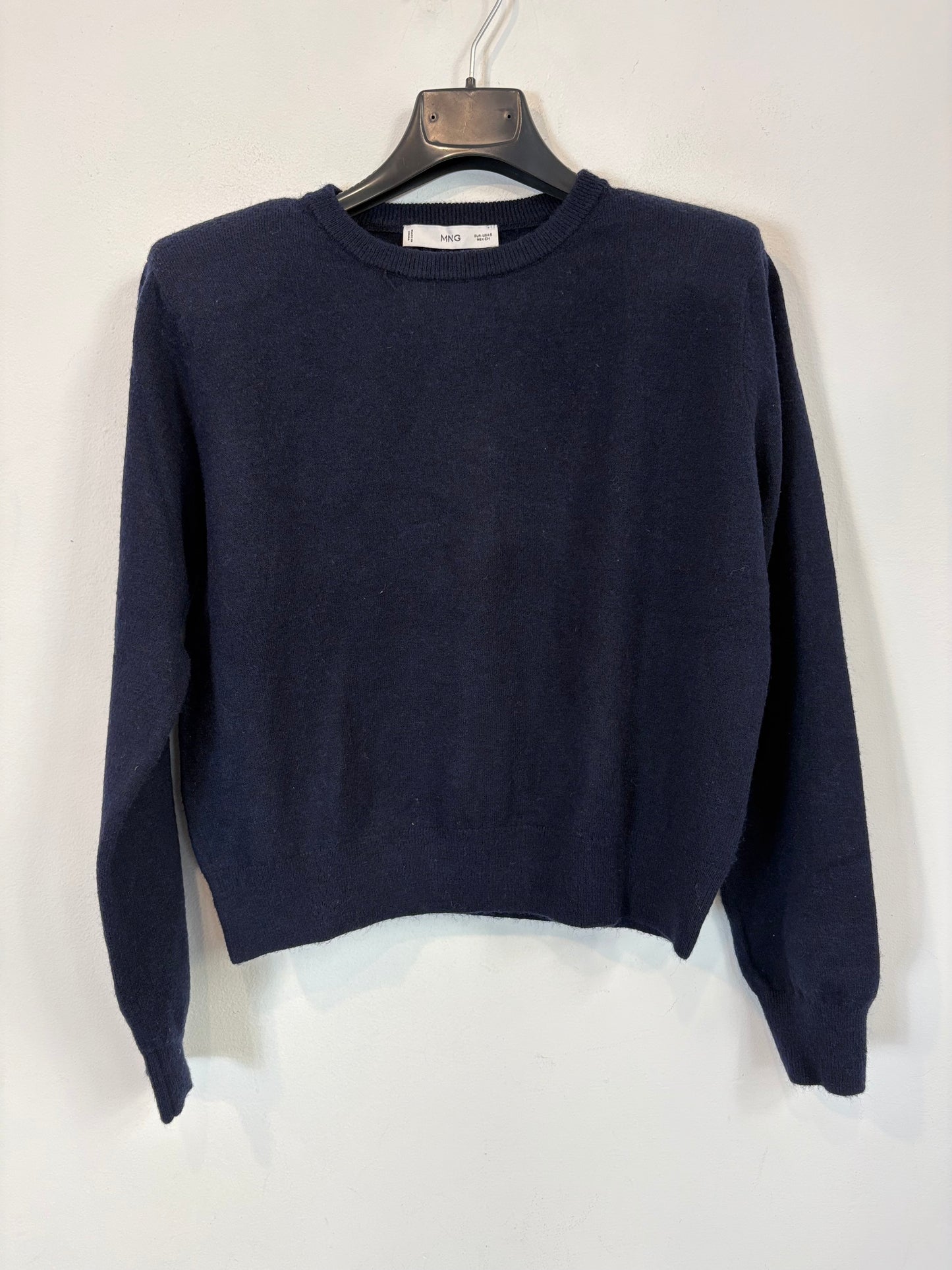 MANGO. Navy blue sweater with shoulder pads. TS