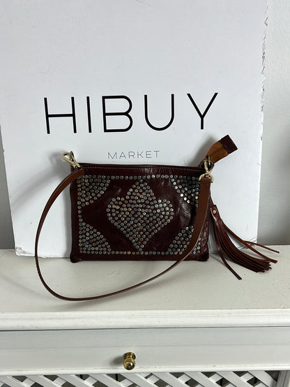 OTHERS. Brown leather bag with studs