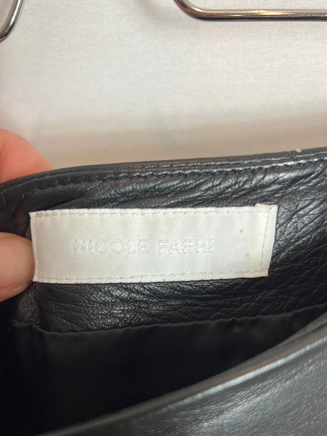 NICOLEFARHI. Stitched leather midi skirt. Size 42