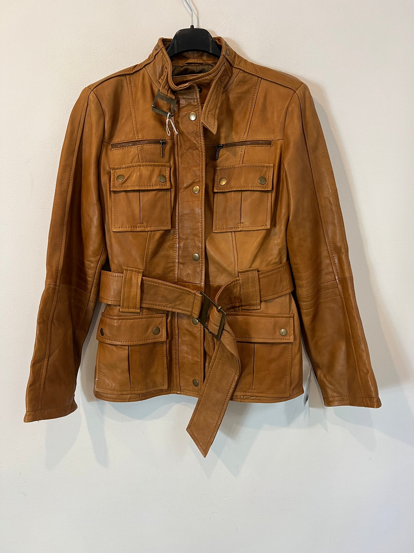 ZARA. Chaqueta piel bolsillo T.m