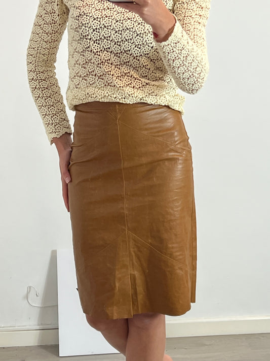 ISABEL MARANT. Textured brown midi skirt. Size 36