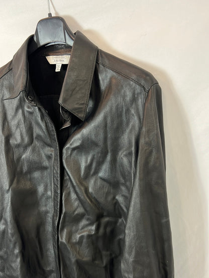 &amp;OTHER STORIES. Black leather overshirt, size 40