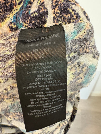 ZADIG&VOLTAIRE. Pantalón fluido estampado tropical. T 36