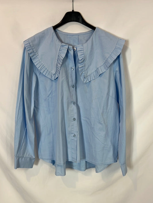OTRAS. Blusa azul cuello bebé TU(S/M)