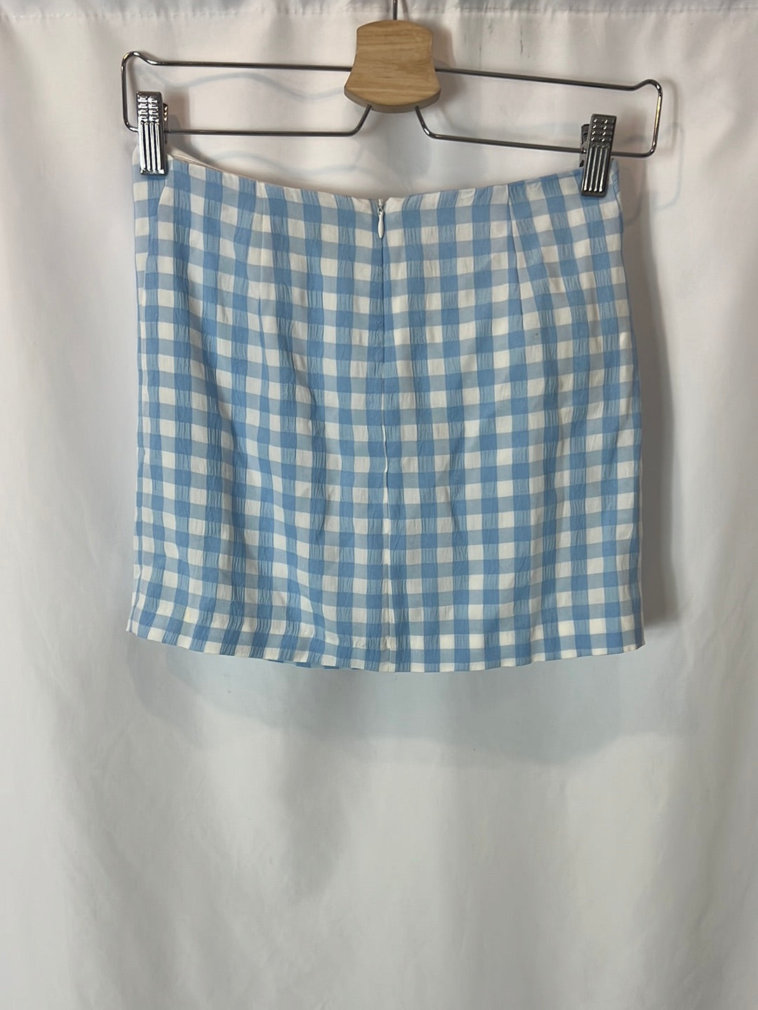 MANGO. Falda corta cuadros vichy T.36