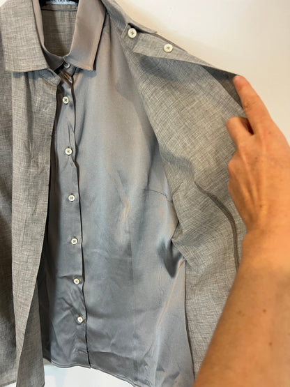 BRUNELLO CUCINELLI. Double-layered gray silk shirt. TM