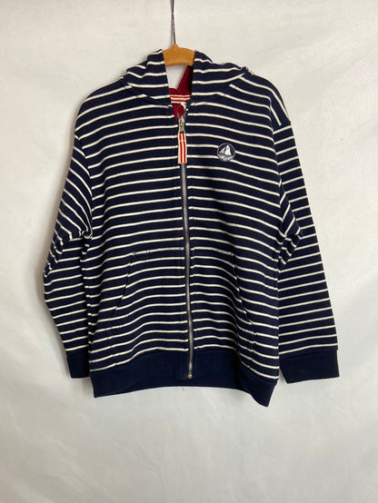 PETIT BATEAU. Chaqueta capucha rayas T. 6 años