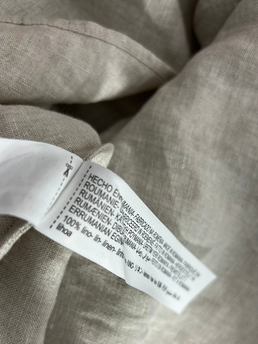 MASSIMO DUTTI. Beige linen midi dress. TS (M)