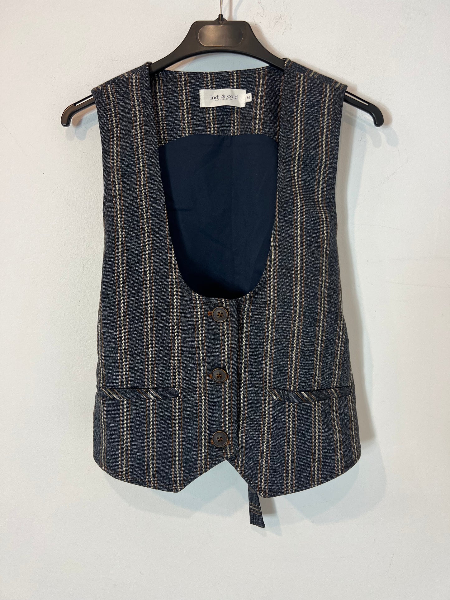 INDI&COLD. Chaleco de rayas azules T.m