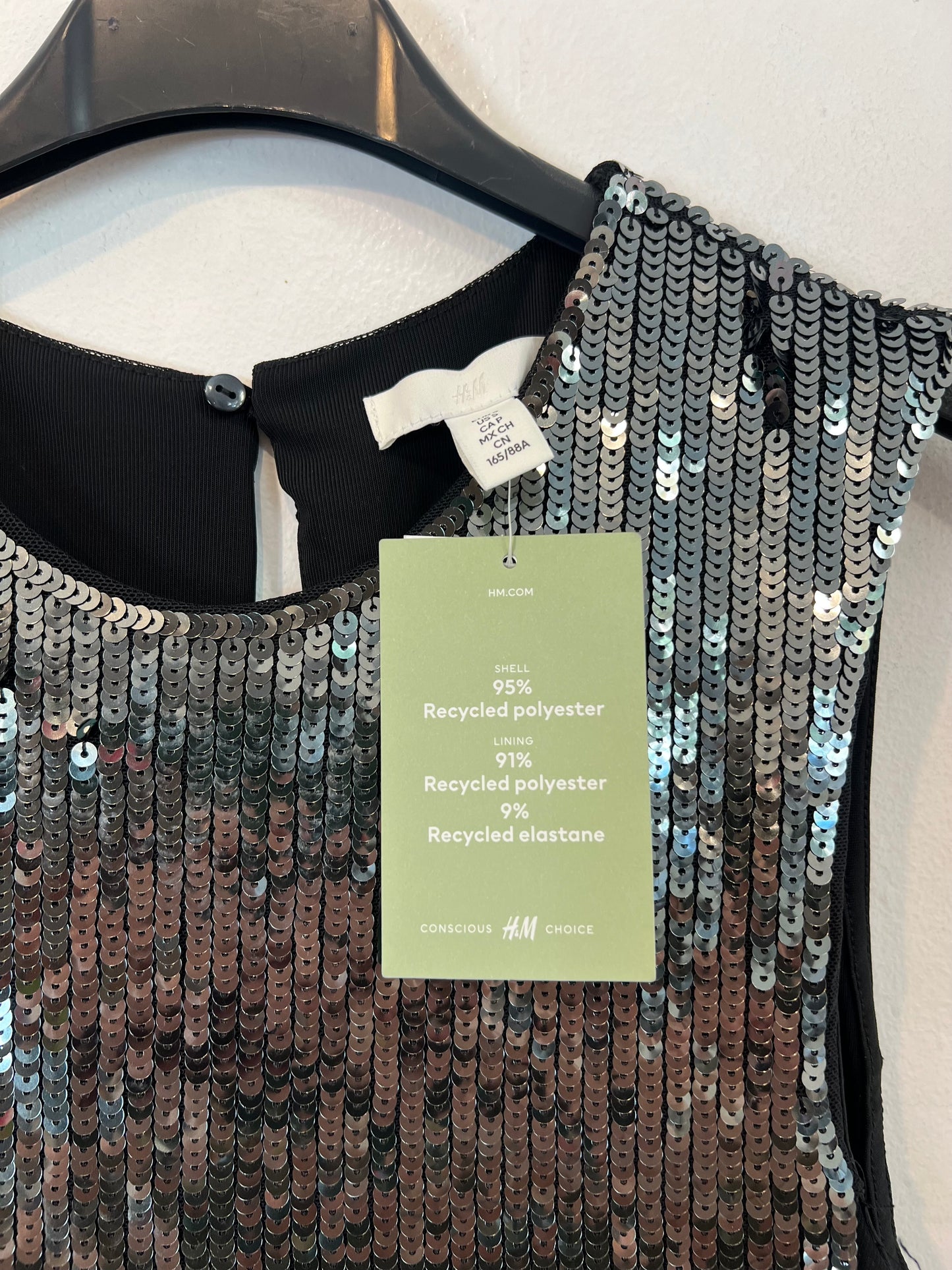 H&M. Top lentejuelas flecos T.s