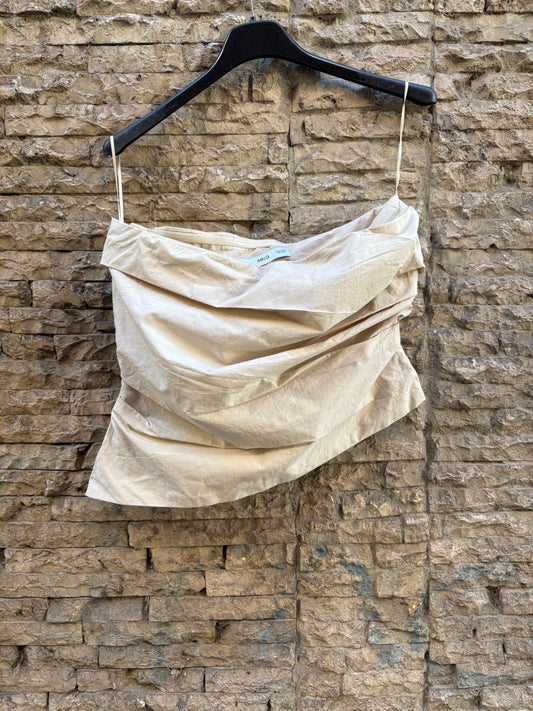 MANGO. Top beige palabra de honor