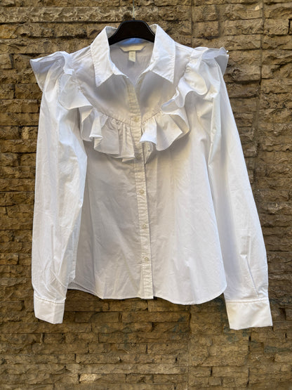 H&M. Camisa blanca volante. T S