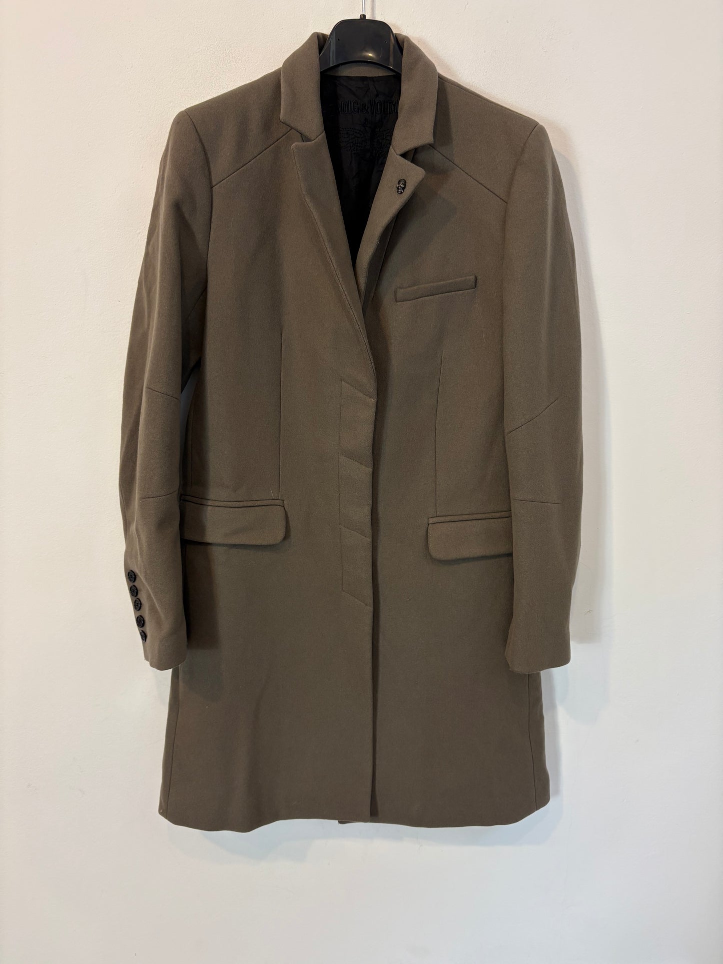 ZADIG & VOLTAIRE. Abrigo verde lana y cashmere