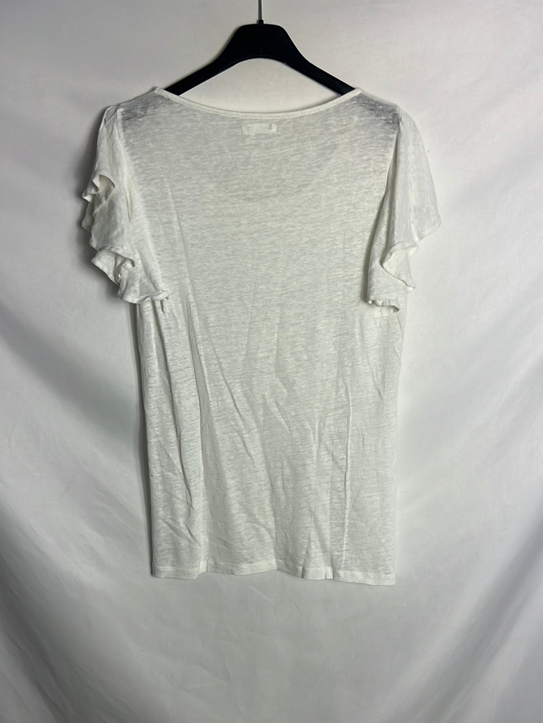 MI&CO. Top blanco textura volante. T M