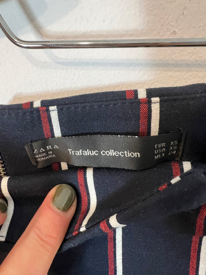 ZARA. Blue striped midi skirt. XS