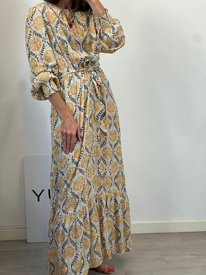 OTRAS. Vestido largo beige estampado  TU(S)