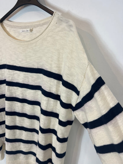 Beige blue striped Tm sweater