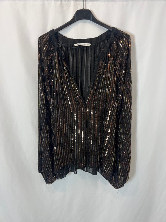 ZARA. Black sequin blouse. TM