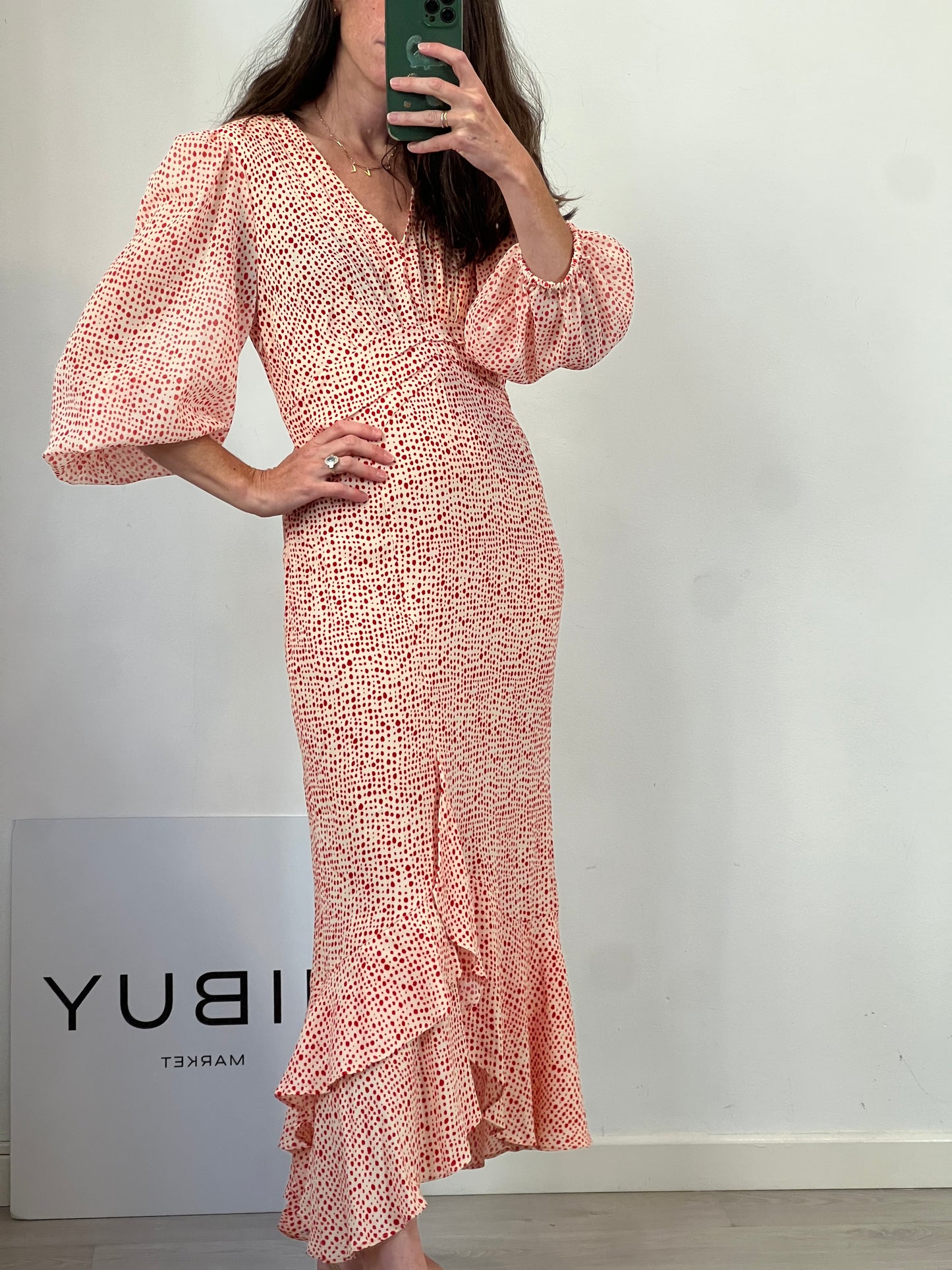 WOMAN EL CORTE INGLÉS. Vestido beige lunares