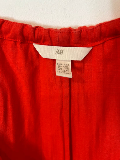 H&amp;M. Long red dress with rope detail and neckline, size XXL