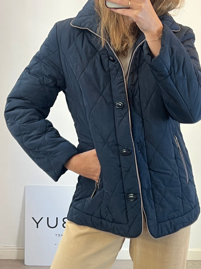 ELLEN ROSE. Abrigo guateado azul T.m