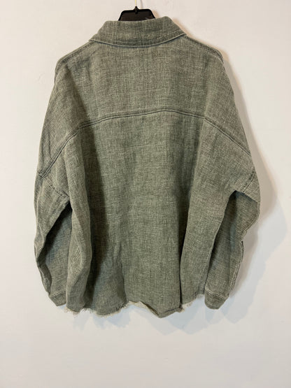 ZARA. Sobre camisa lino verde jaspeado. T L