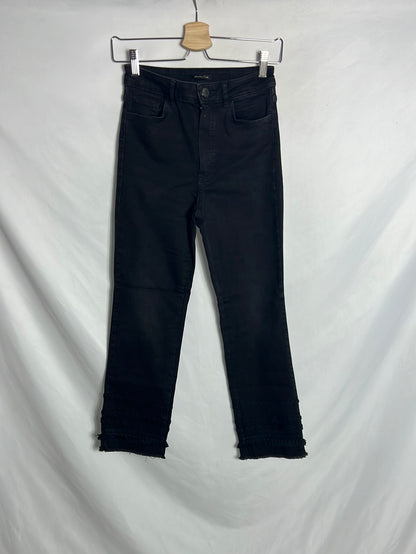 MASSIMO DUTTI. Denim elastico cropped detalles. T 34