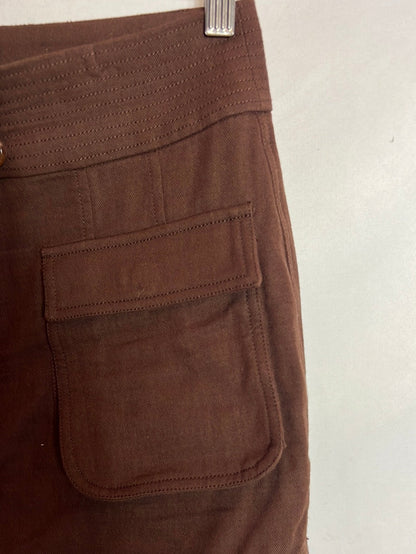 TULAROSA. Falda corta marrón bolsillos. T S