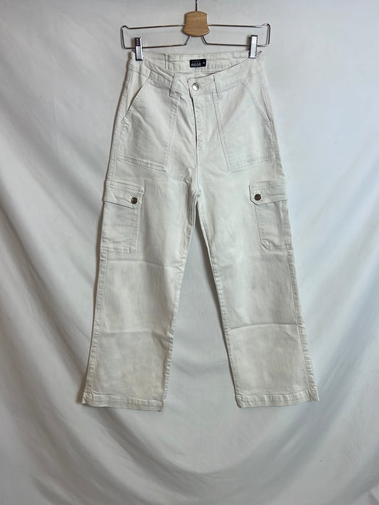 NOON. Pantalones blancos denim bolsillos. T 36